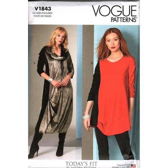 Vogue V1843 Misses XS to XXL Sandra Betzina Dress and Tunic Uncut Sewing Pattern - Picture 1 of 2